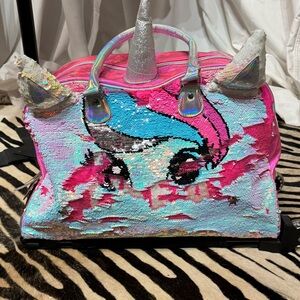 Justice Rolling Unicorn Sequin Bag - Pink and Blue